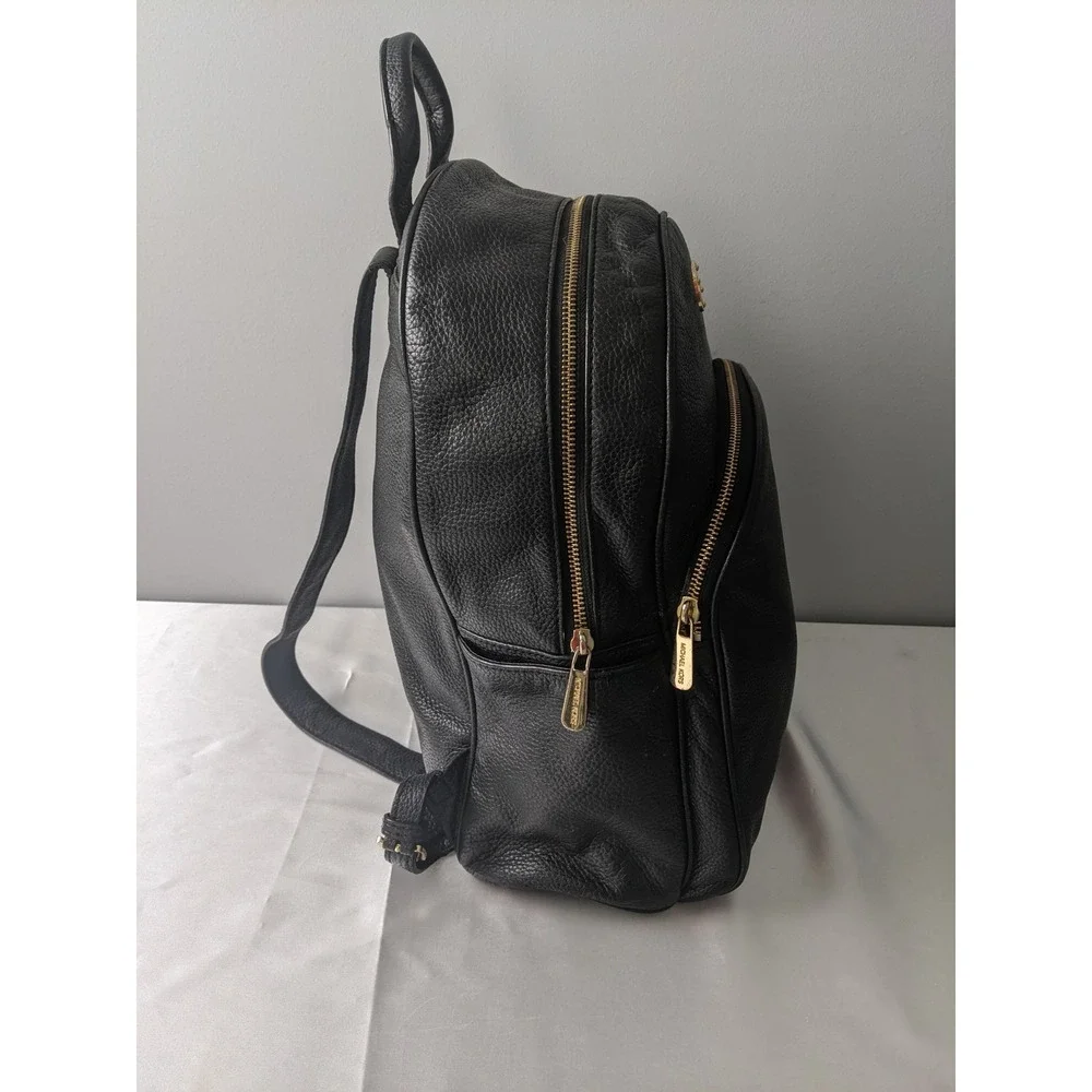 Michael Kors Abbey Black Pebbled Leather Backpack Gold Hardware